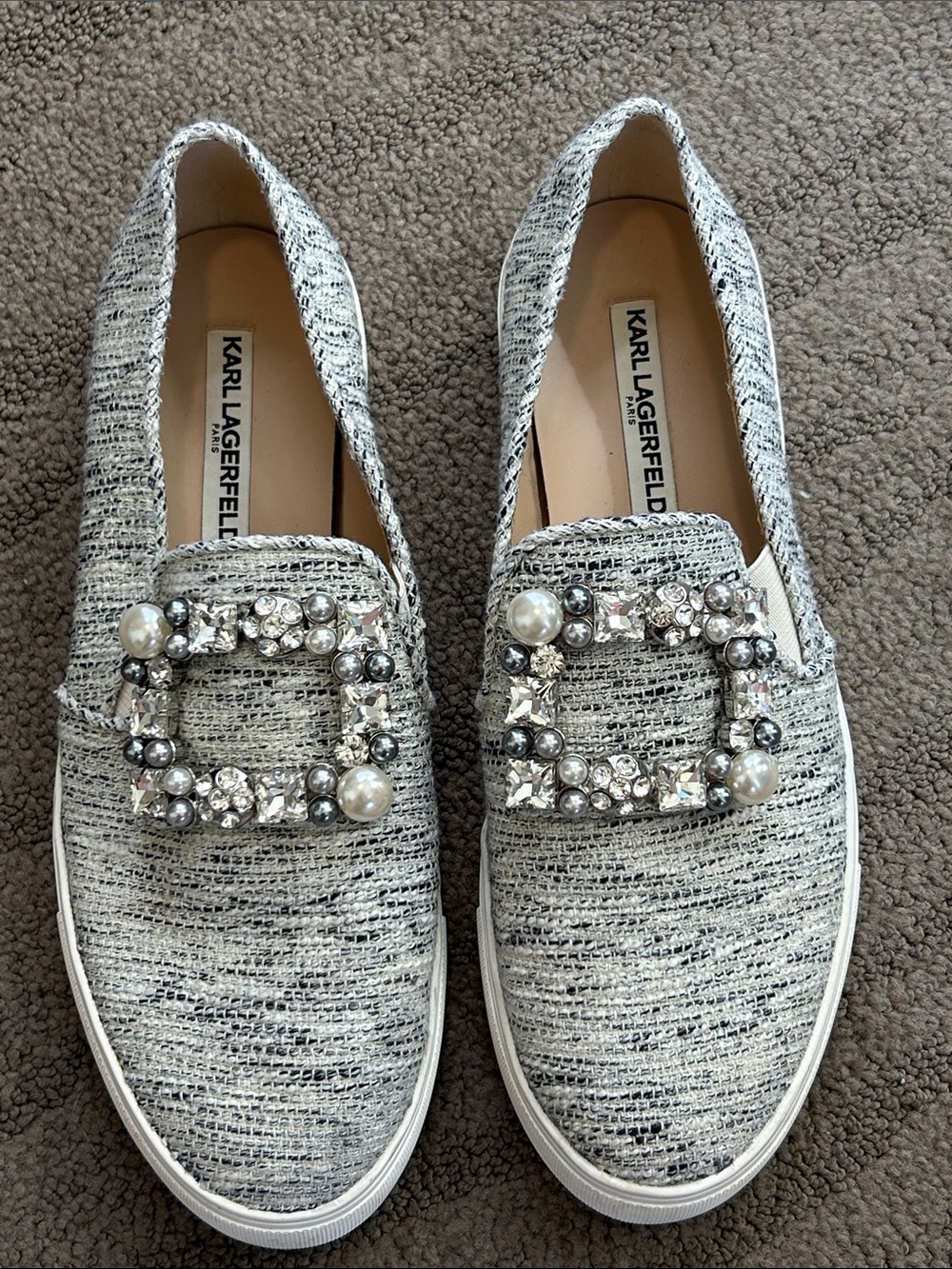 Karl Lagerfeld Paris Evelyn Jeweled Slip On Size 10
